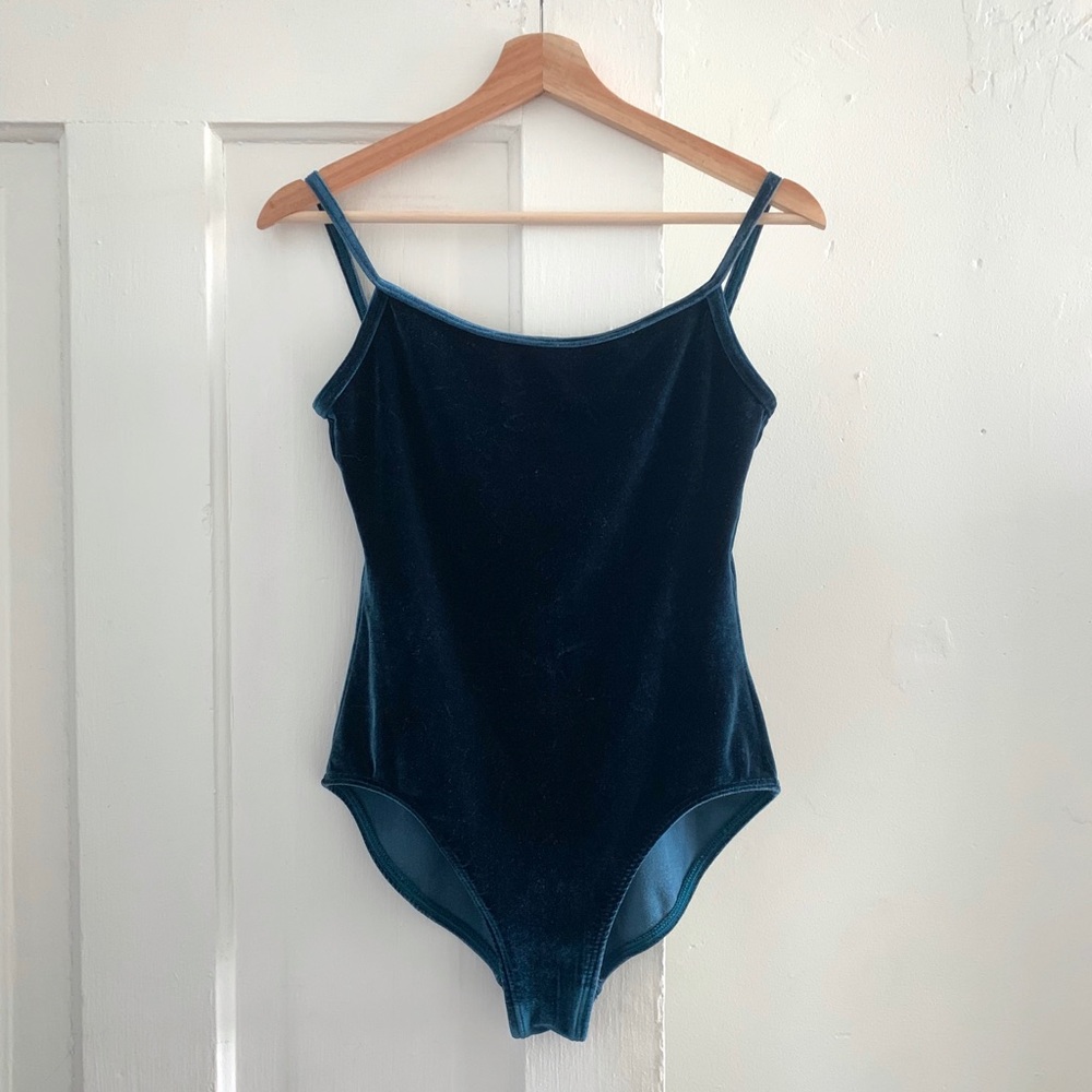 Vintage Teal Velvet Leotard